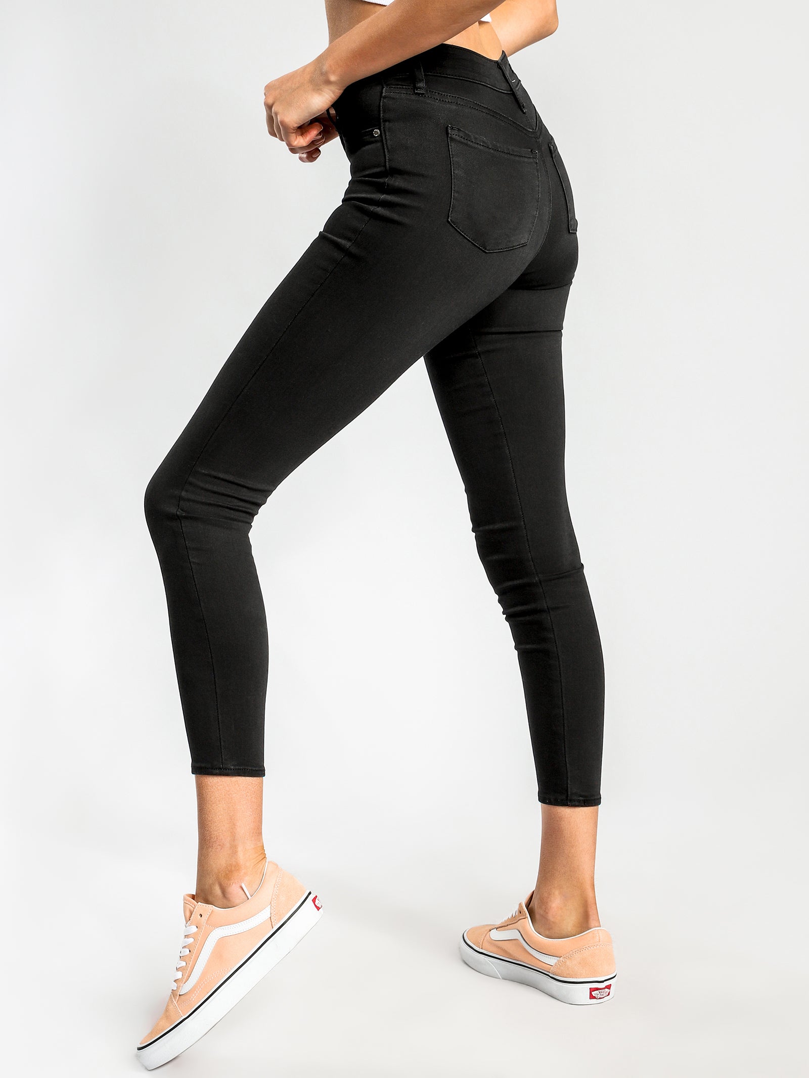 Cisco High-Rise Super-Skinny Jeans in Black-Out Denim - Glue Store