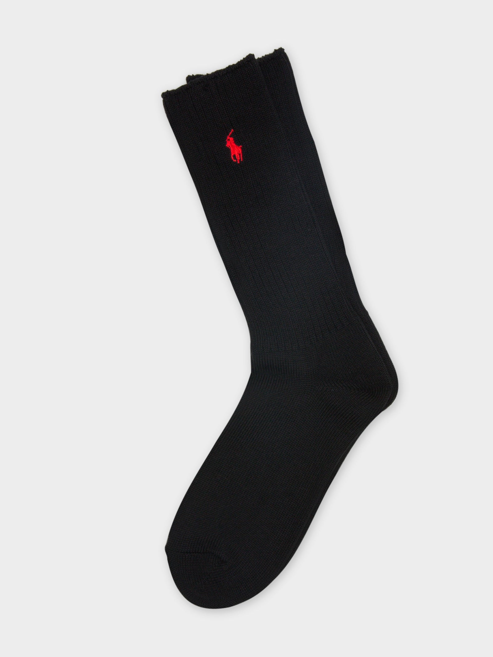 1 Pair of The Polo Crew Socks in Black & Red