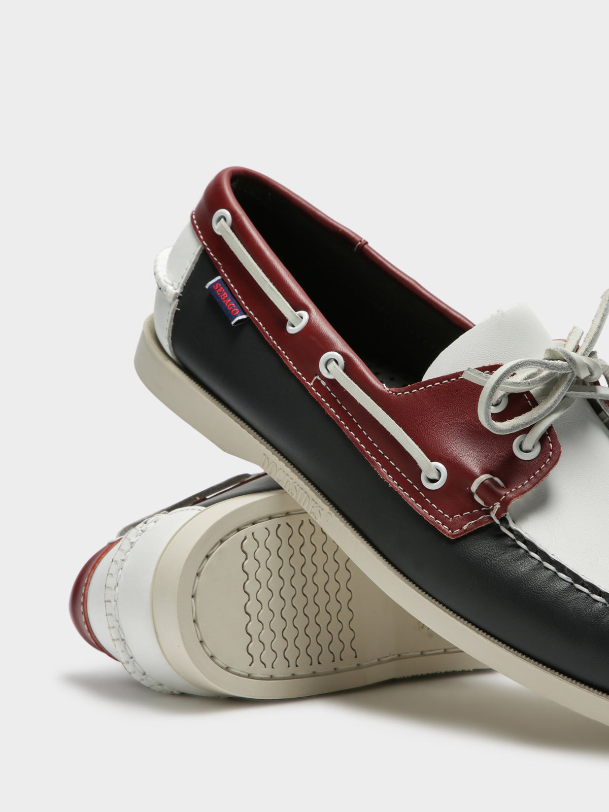 Mens Docksides Portland Spinnaker Boat Shoes in Navy Red & White - Glue ...