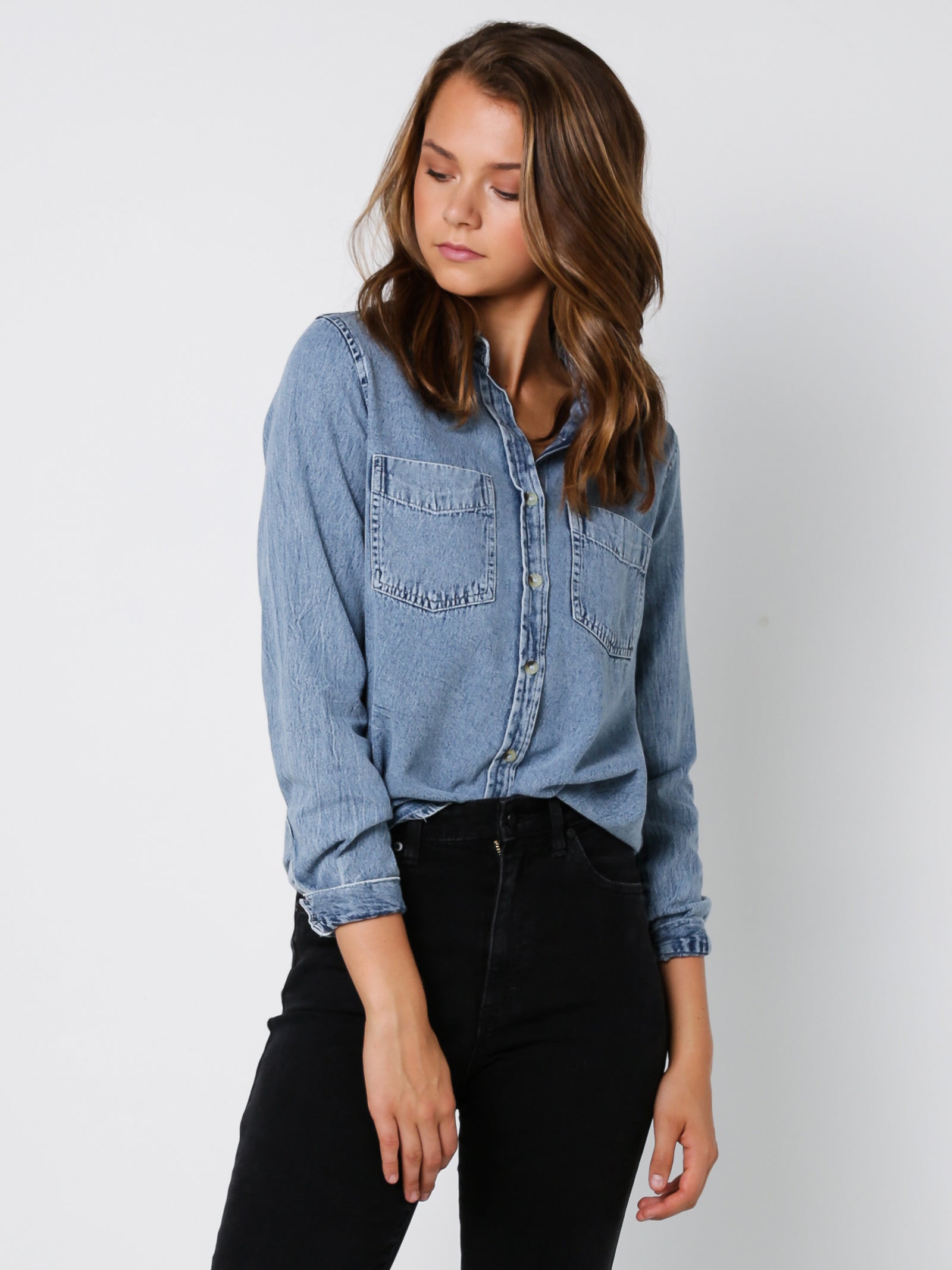 A Cindy Denim Shirt in Denim