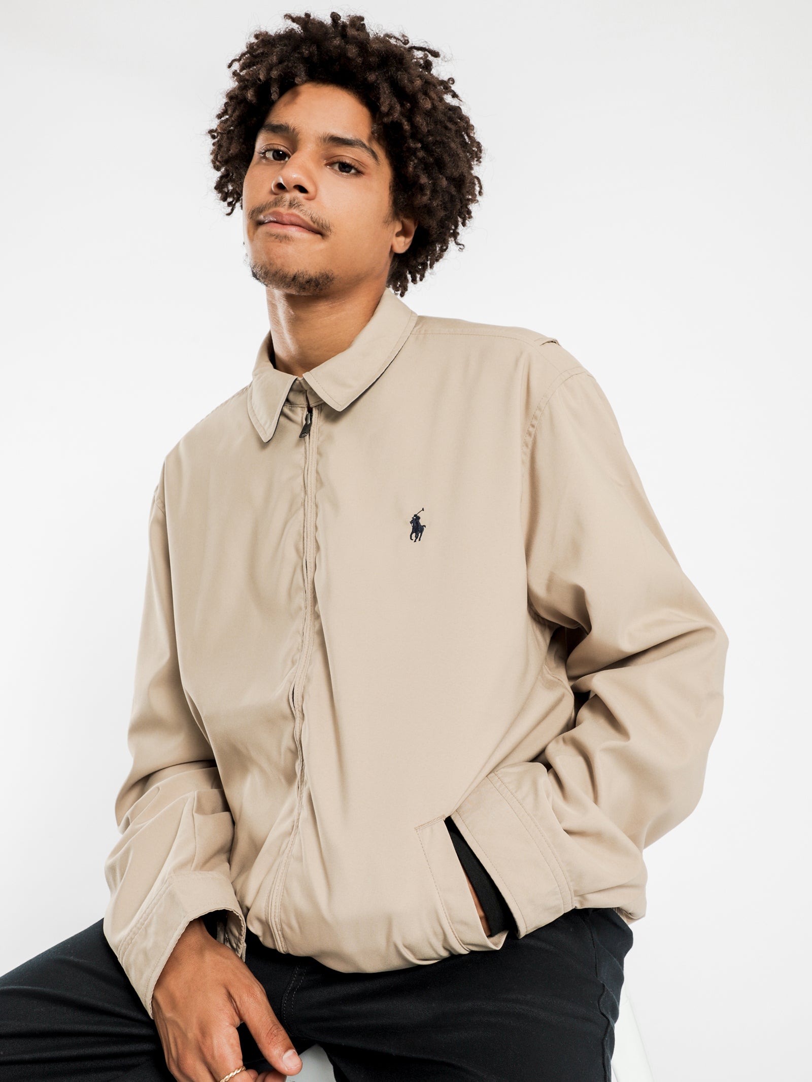 khaki polo windbreaker