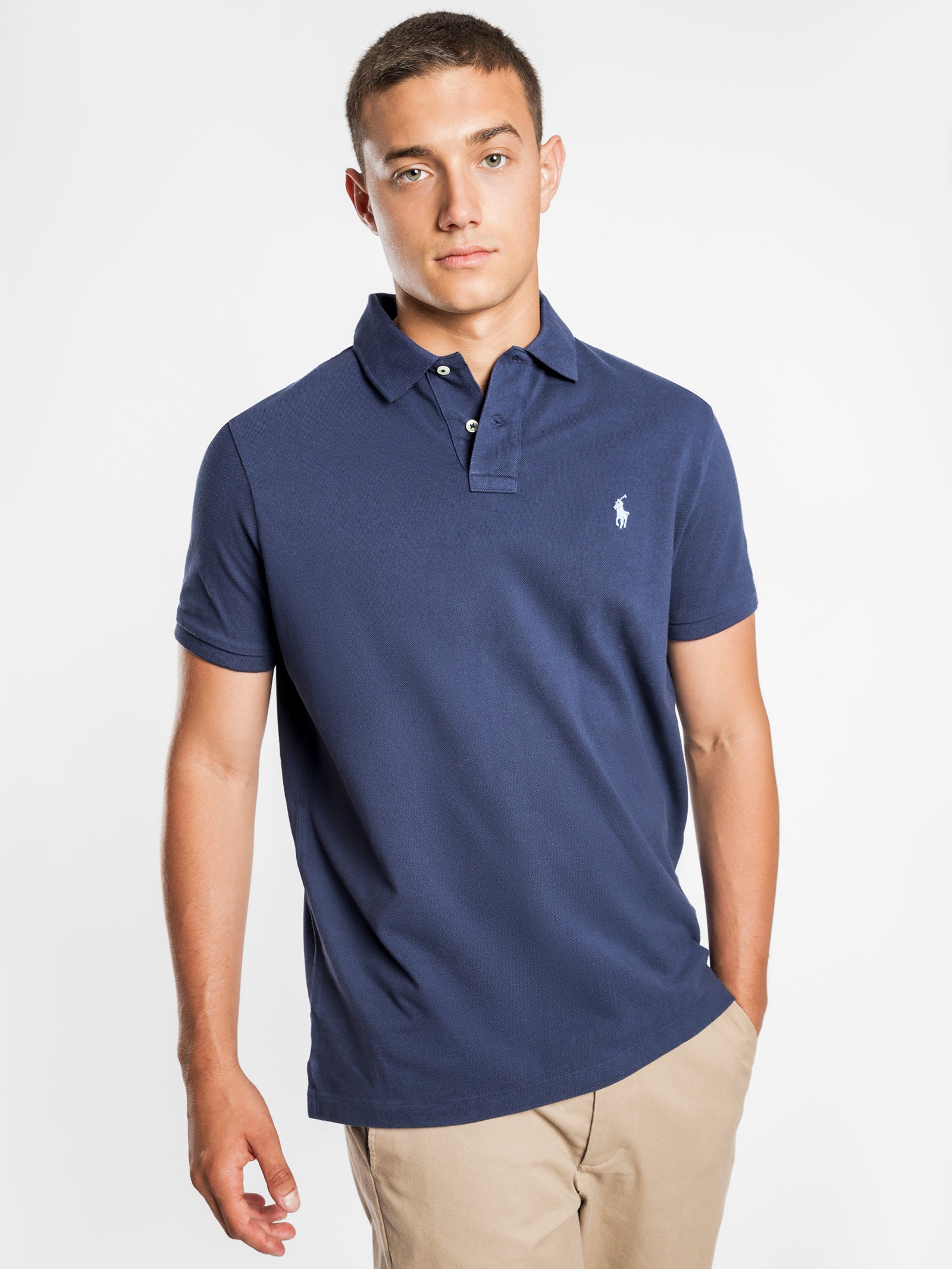  Custom  Slim Polo  T Shirt  in Navy Glue Store