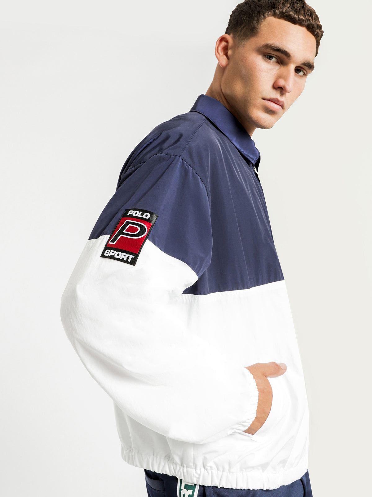 Polo Sport Logo Windbreaker Jacket in Navy & White - Glue Store