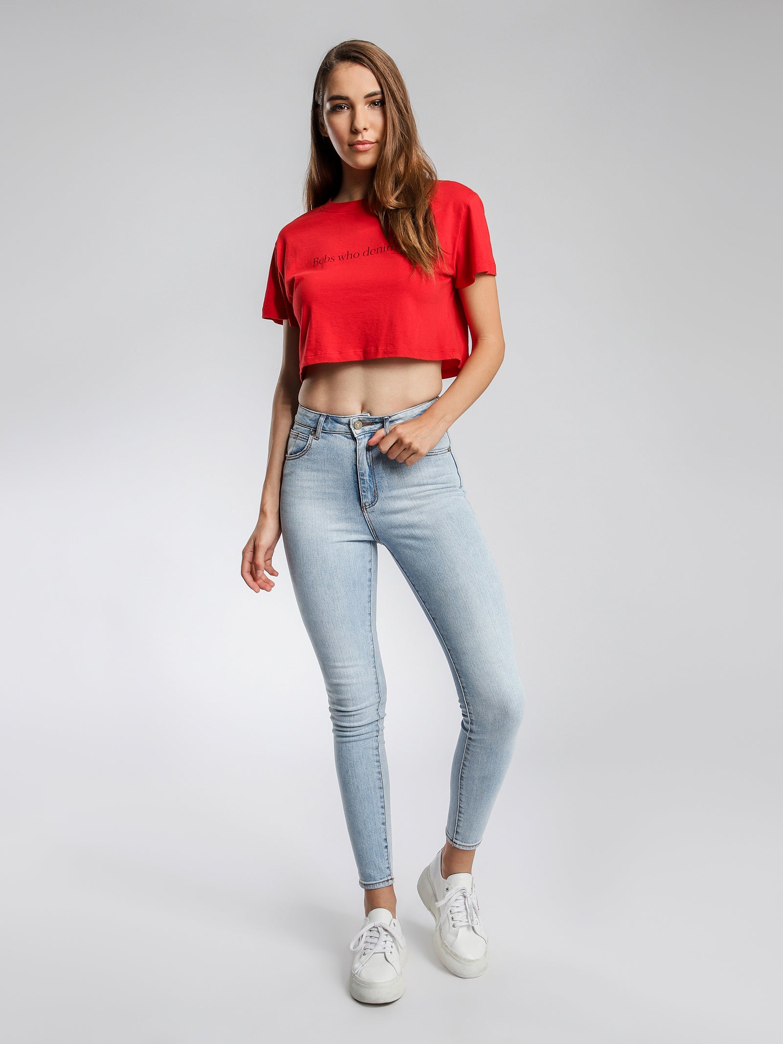 cropped red shirt