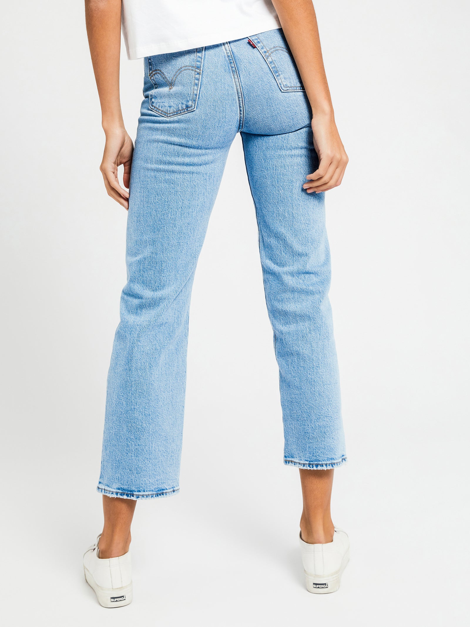 Ribcage Straight Ankle Jeans in Tango Fade Blue Denim - Glue Store