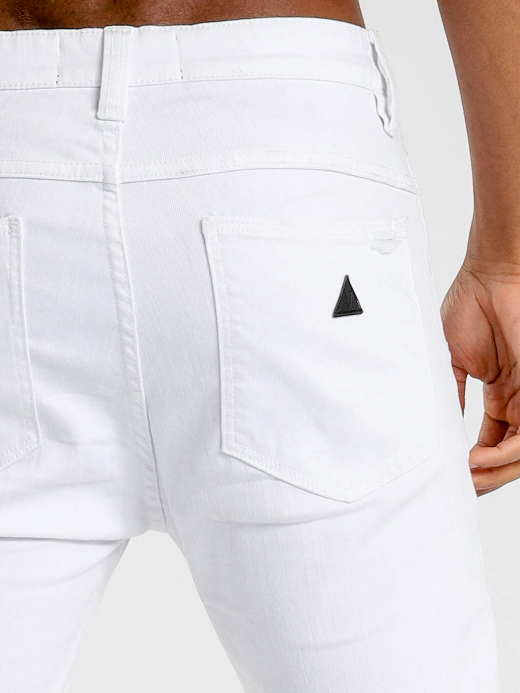 A Dropped Skinny Turn Up Jeans in White Denim