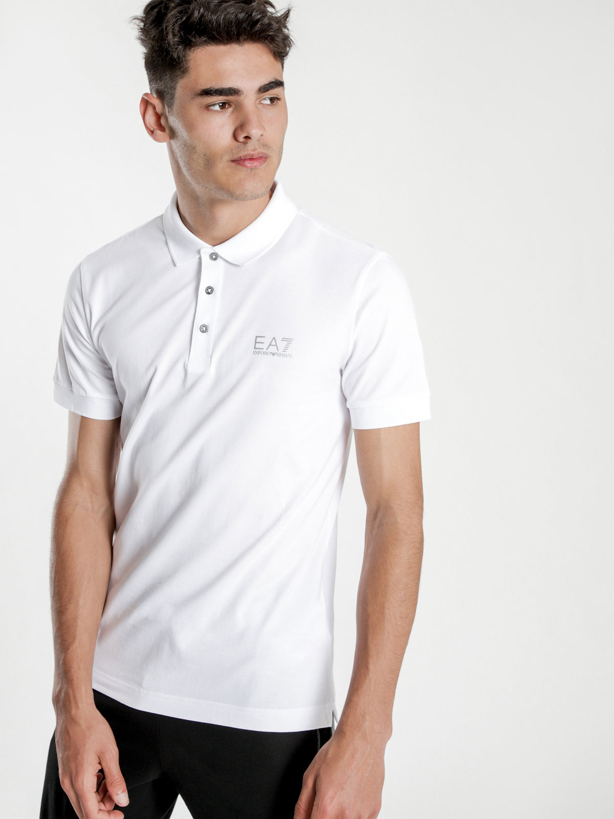 EA7 Small Logo Polo Shirt in White - Glue Store