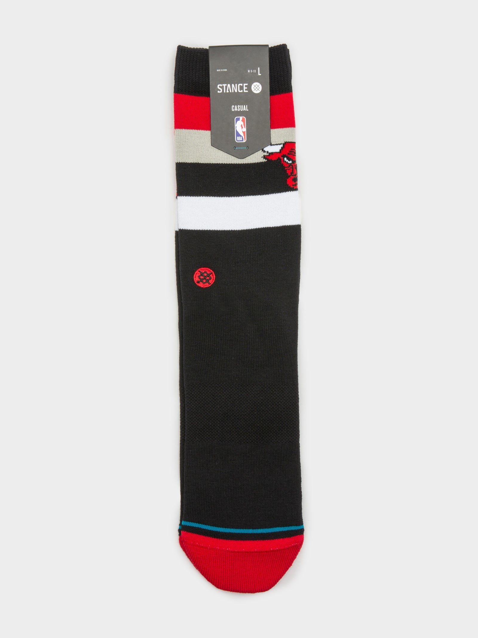 1 Pair of Bulls ST Crew Socks in Black & Red