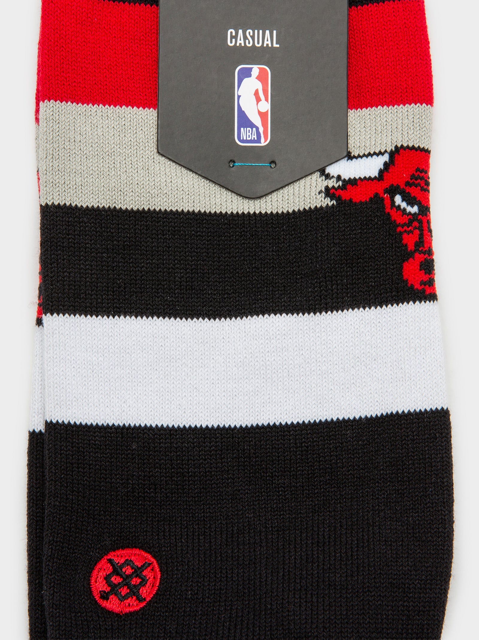 1 Pair of Bulls ST Crew Socks in Black & Red