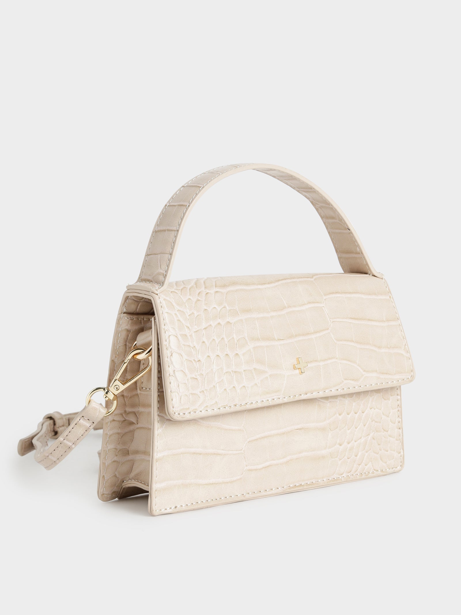 Alys Crossbody Bag in Nude Croc