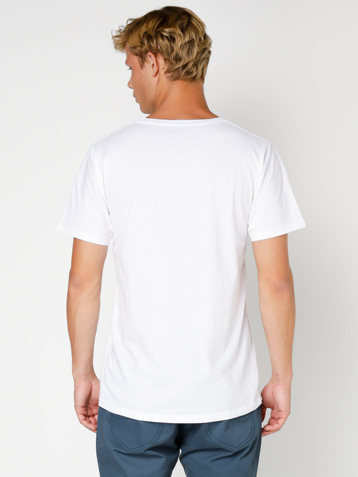 Plain V-Neck T-Shirt in White - Glue Store