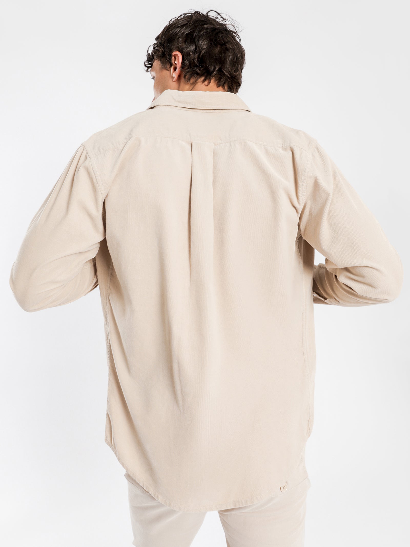 Axel Cord Long Sleeve Shirt in Stone