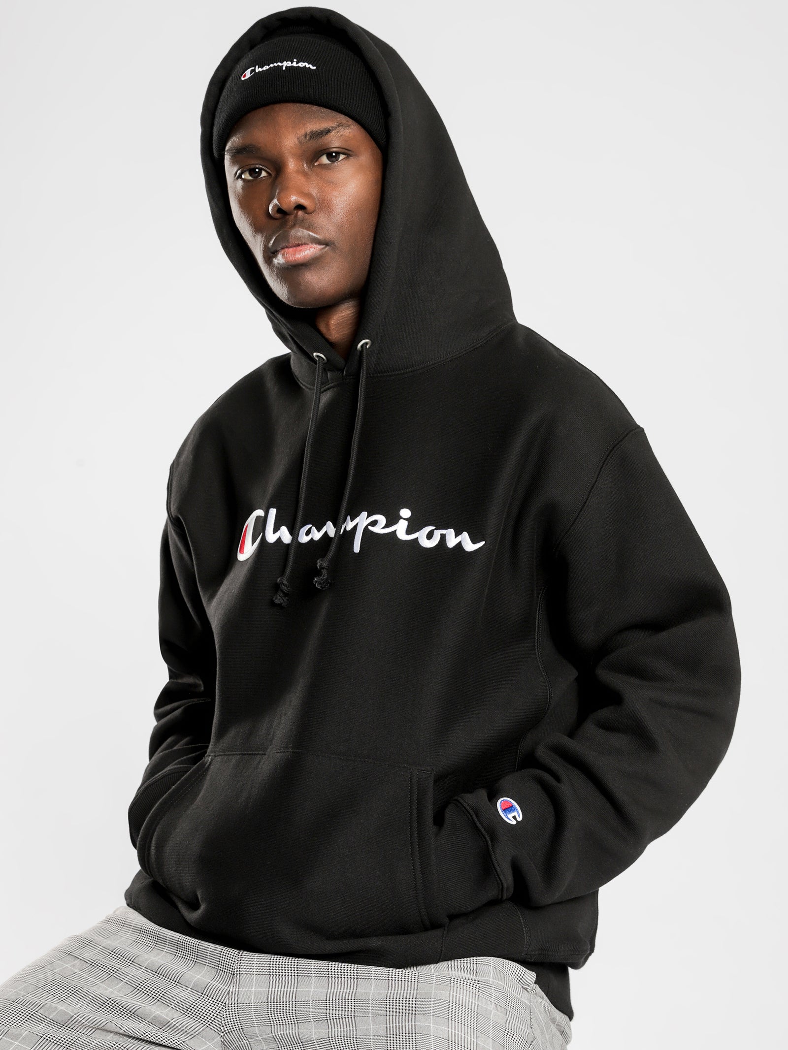 champion black reverse weave pullover sweatshirt