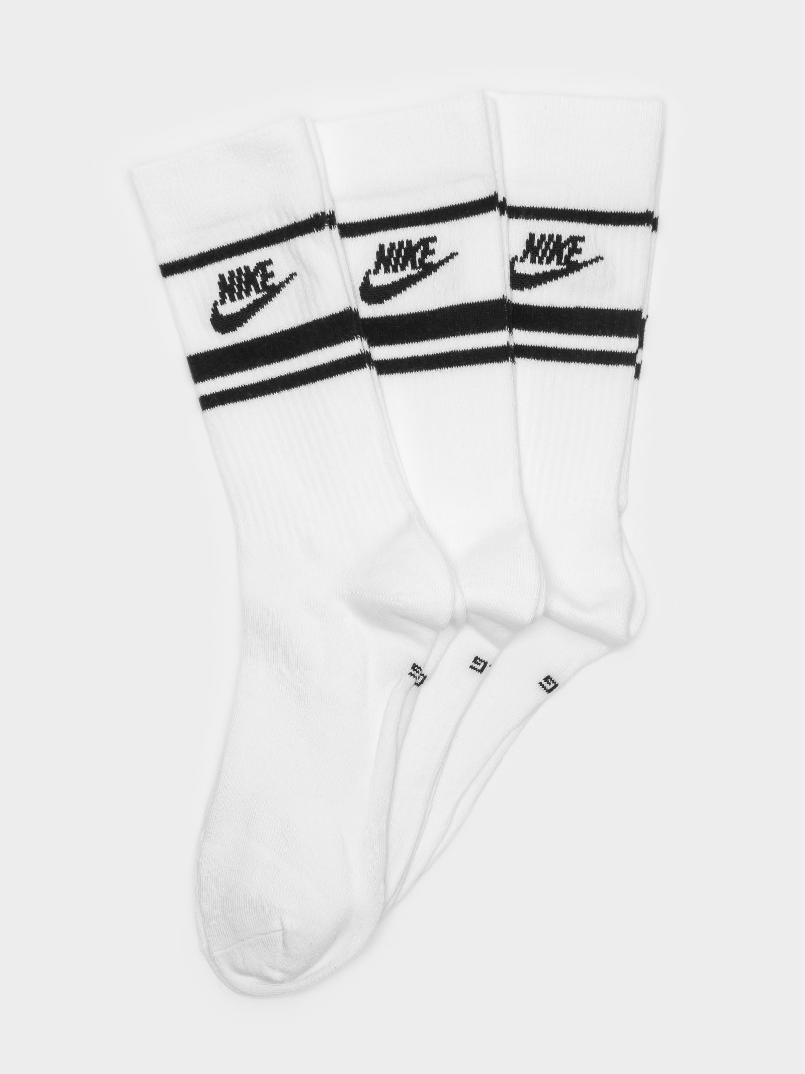 3 Pairs of Essential Crew Socks in White & Black