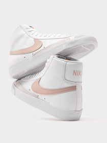 Womens Blazer Mid 77' High Top Sneaker in White & Pink Oxford