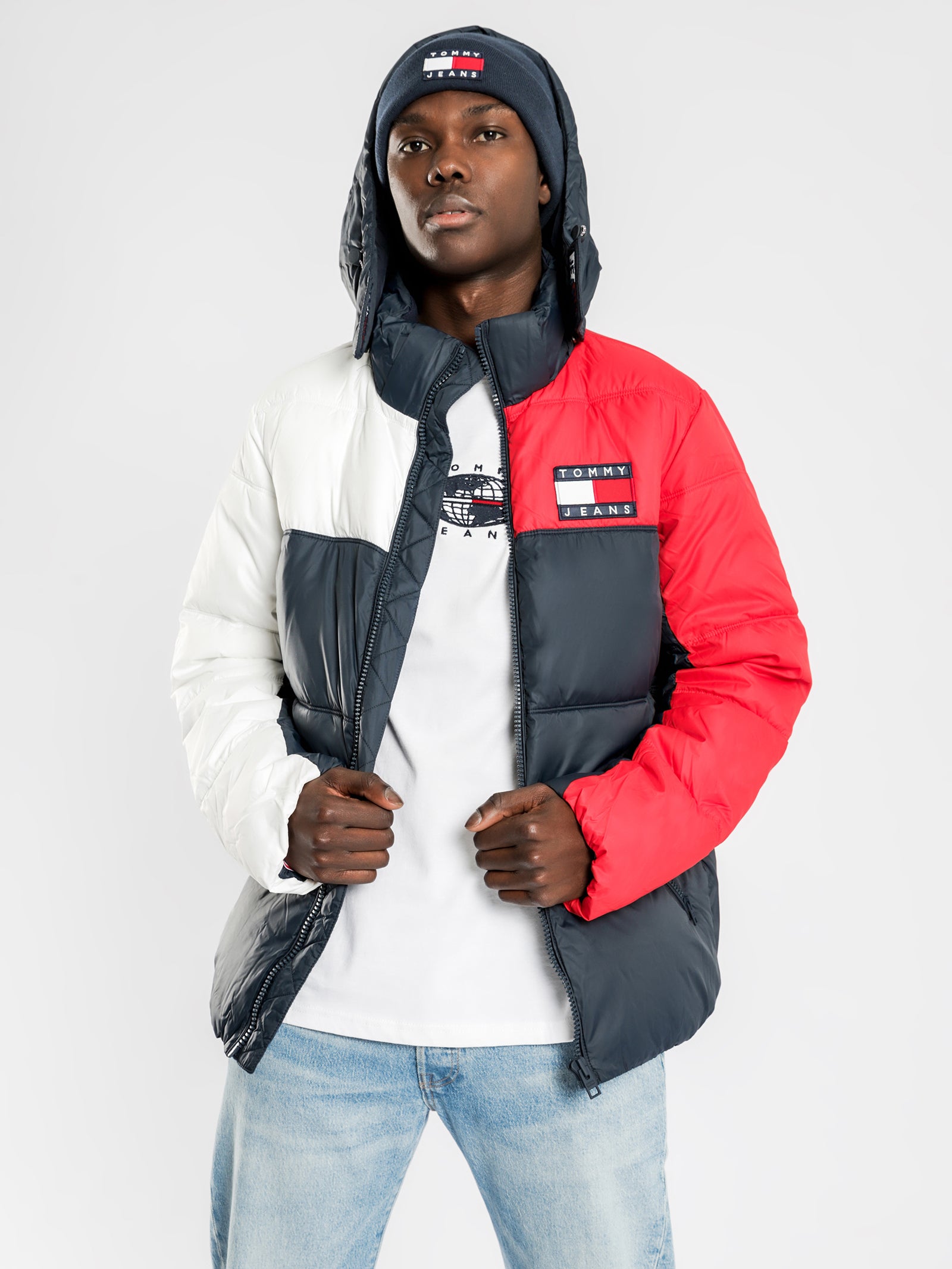 tommy jeans jeans colour block padded jacket