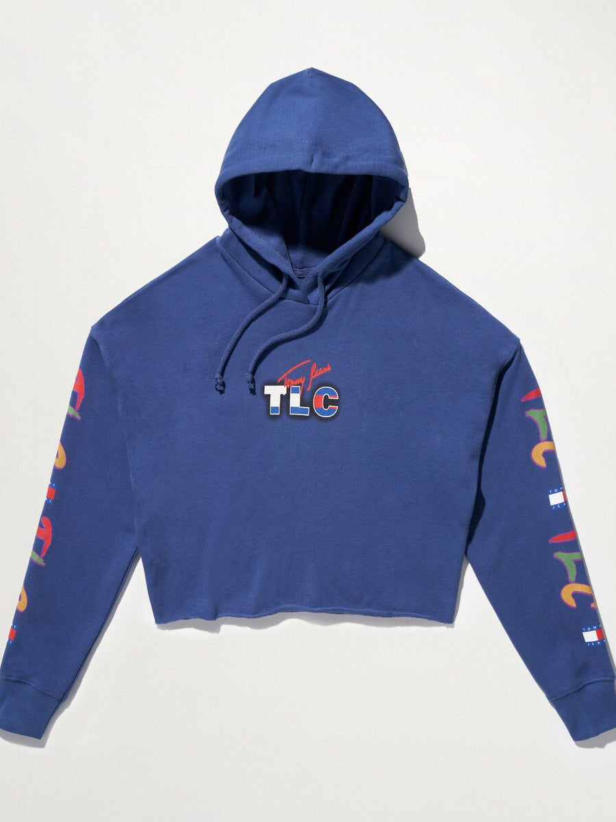 Music Revisited TLC Cropped Hoodie in Blue Storm - Glue Store