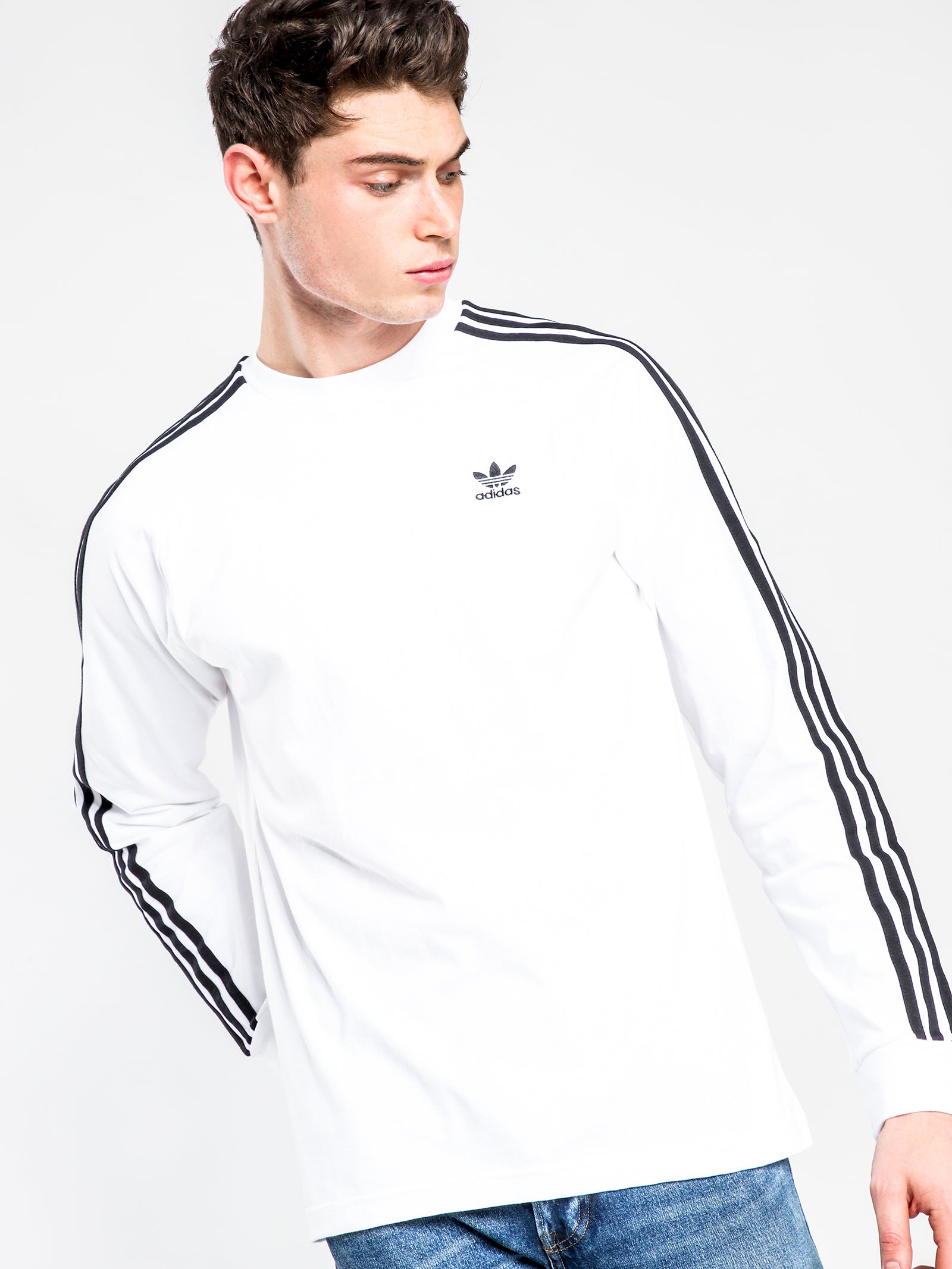 adidas shirt with stripes on sleeve