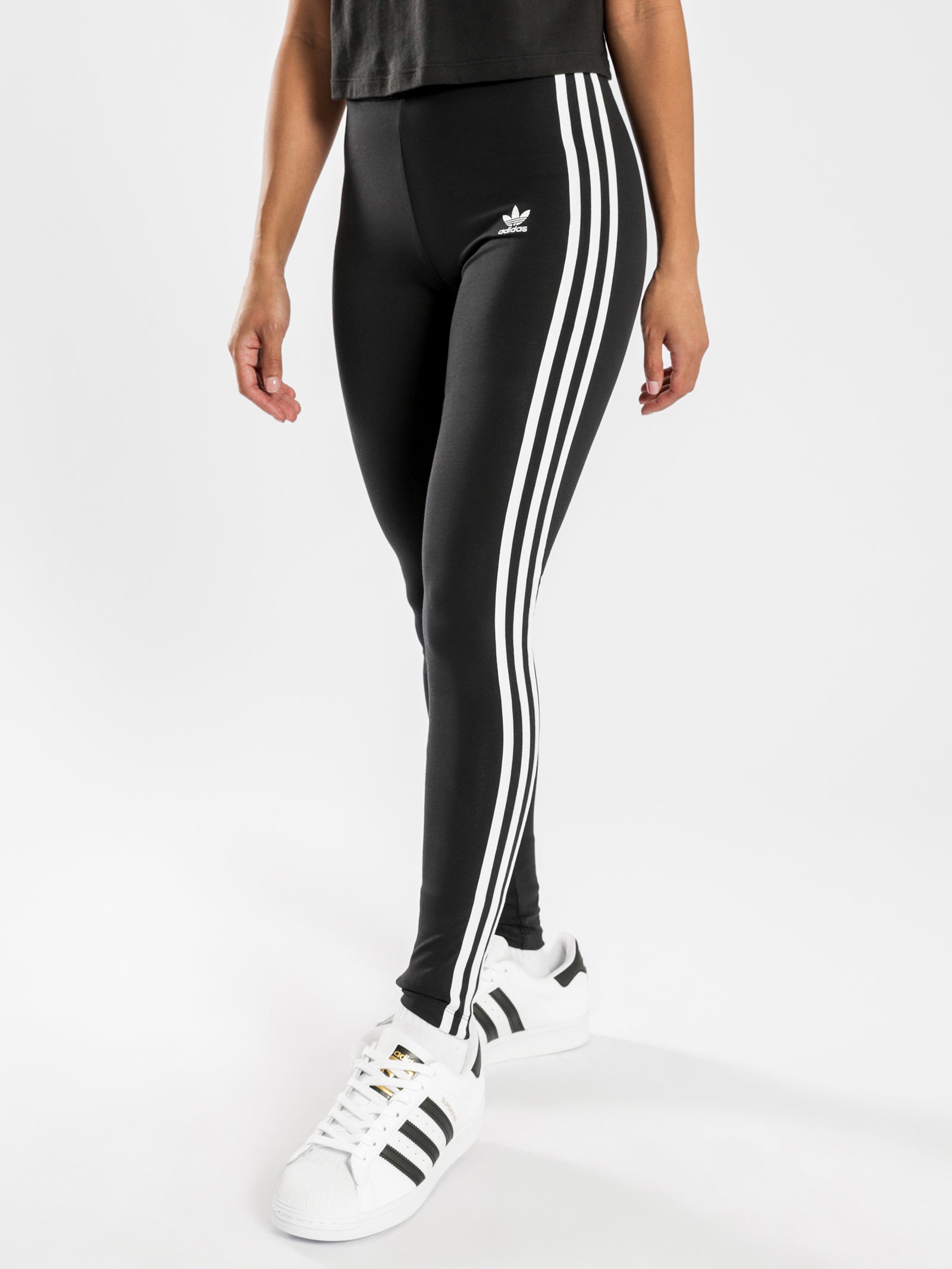 3 Stripe Mid Rise Tights in Black