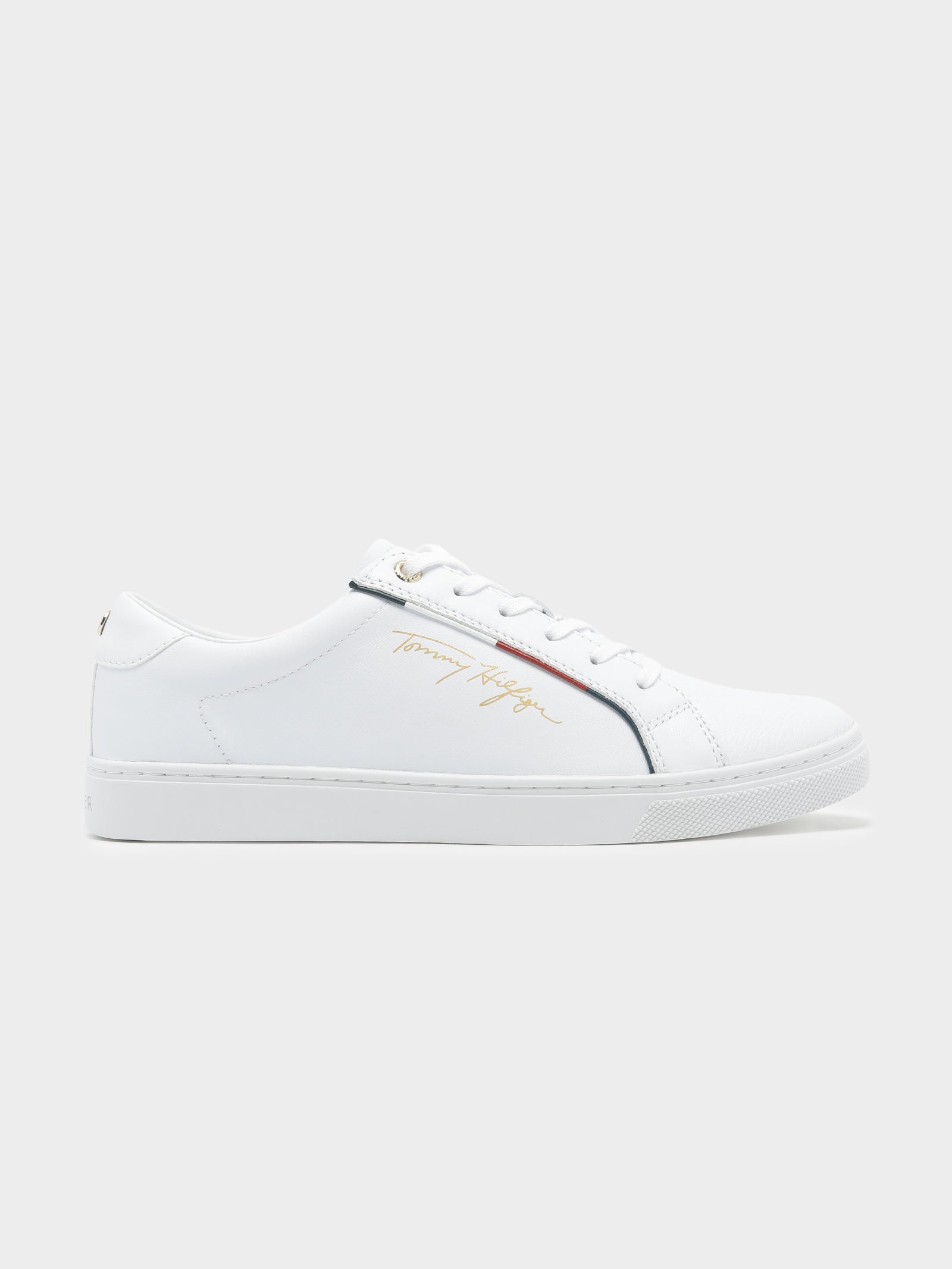 Womens Essential Signature Sneakers in White & Gold - Glue Store