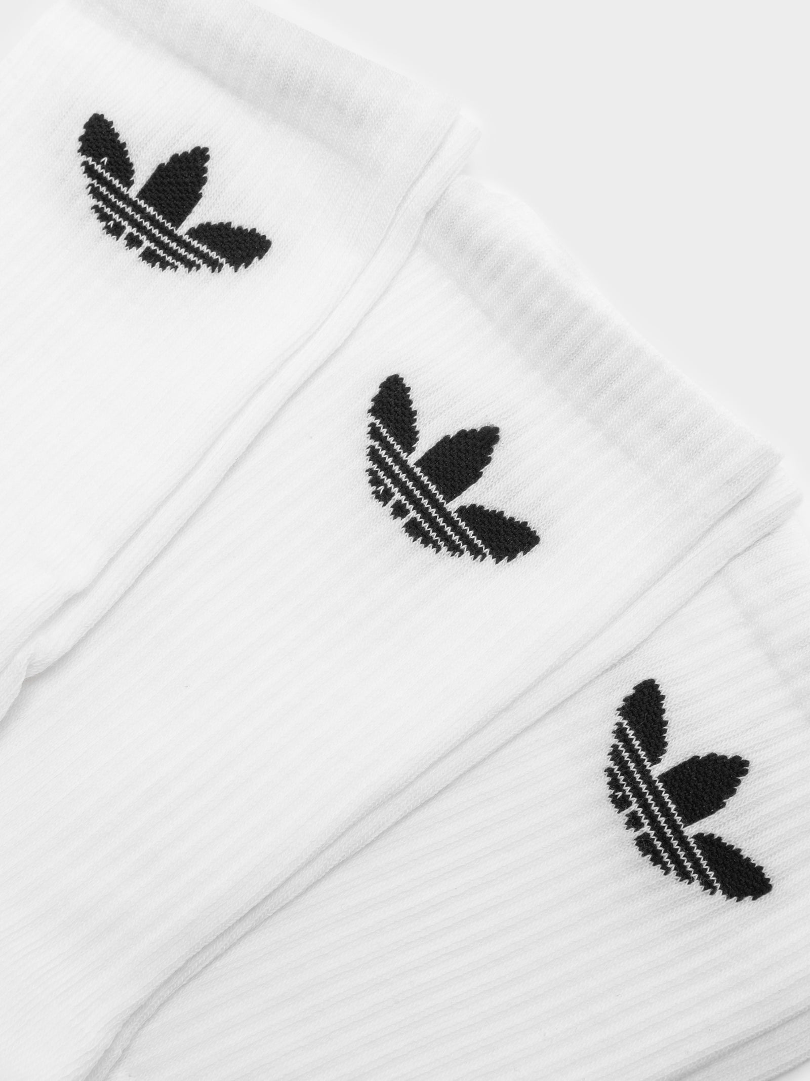 3 Pairs of Cushioned Crew Socks in White & Black