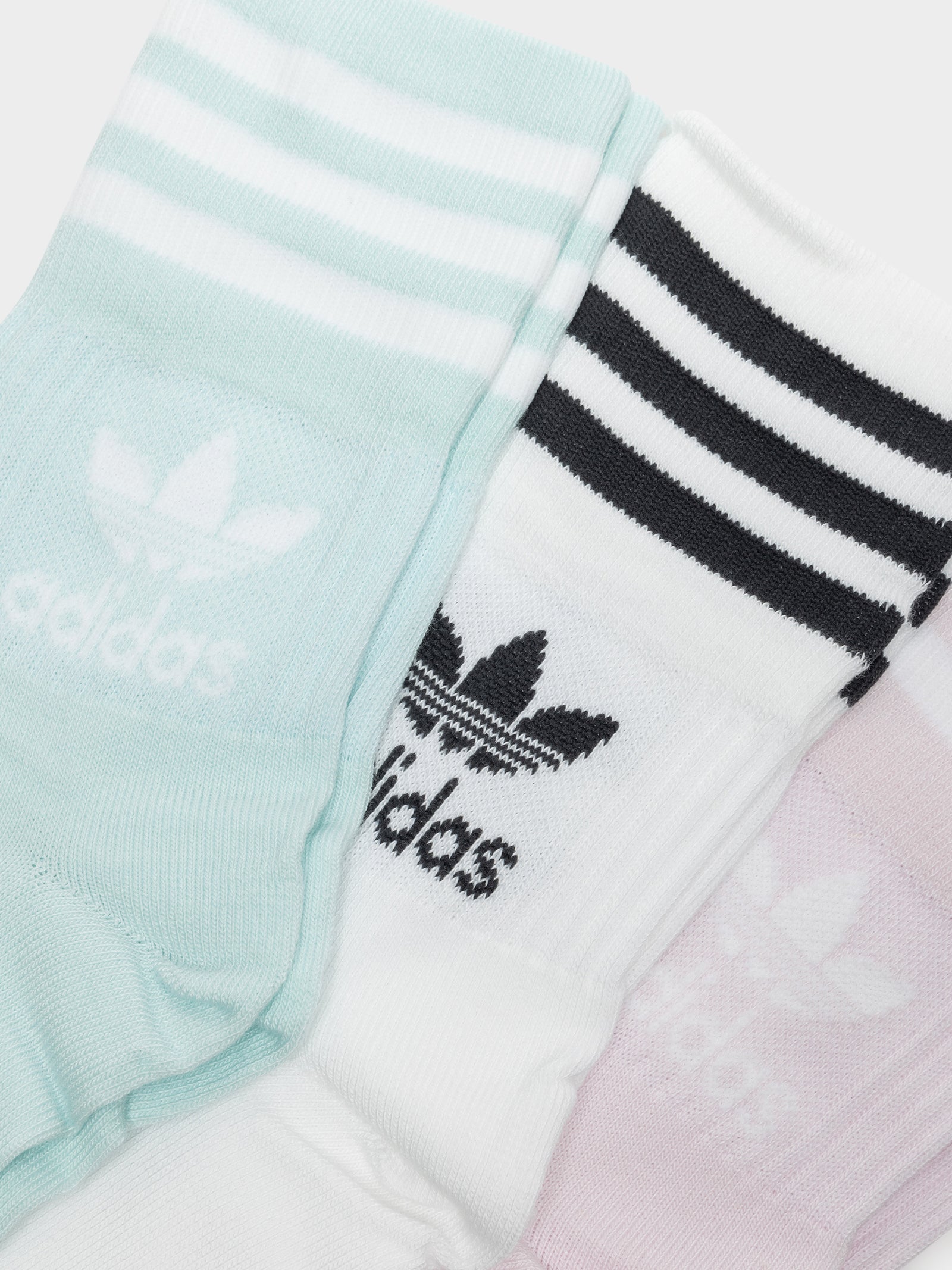 3 Pairs of Mid-Cut Solid Crew Socks in Almost Pink, White & Halo Mint