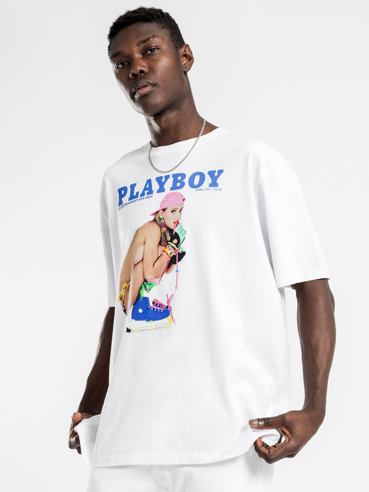 Playboy April 1991 T-Shirt in White - Glue Store