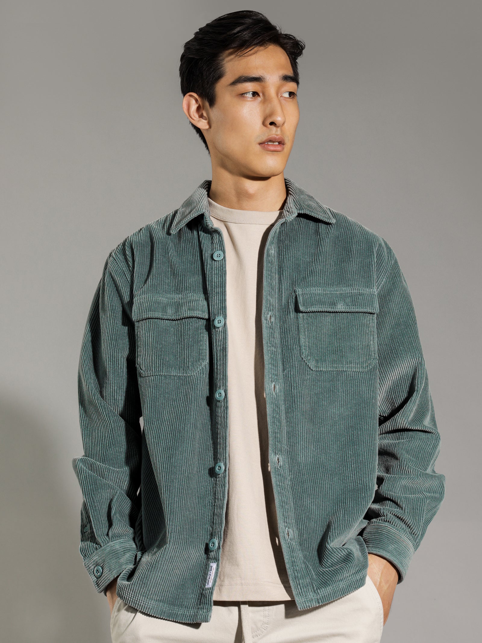 Amari Cord Overshirt in Steel