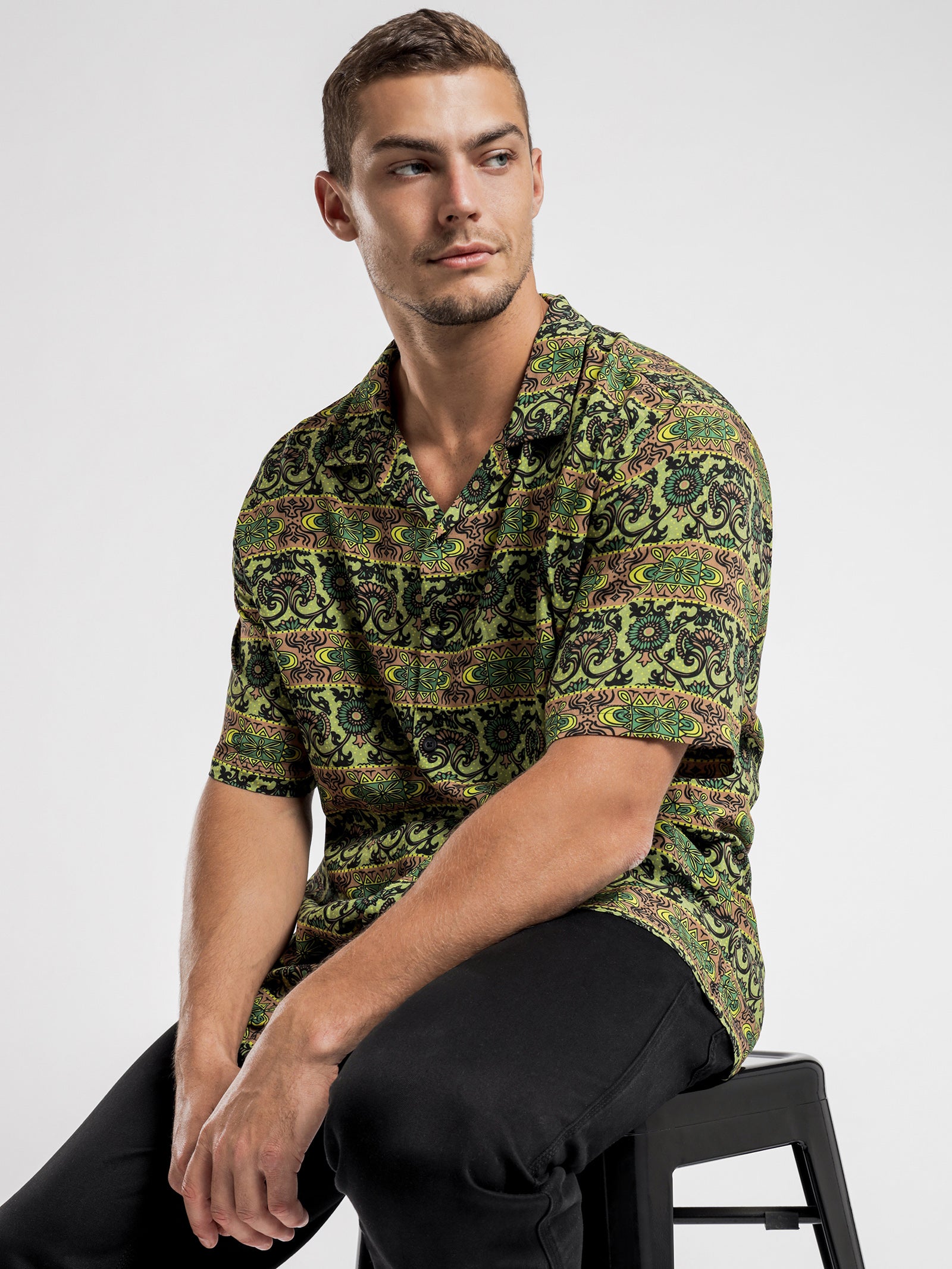 Baroque Short Sleeve Shirt in Green