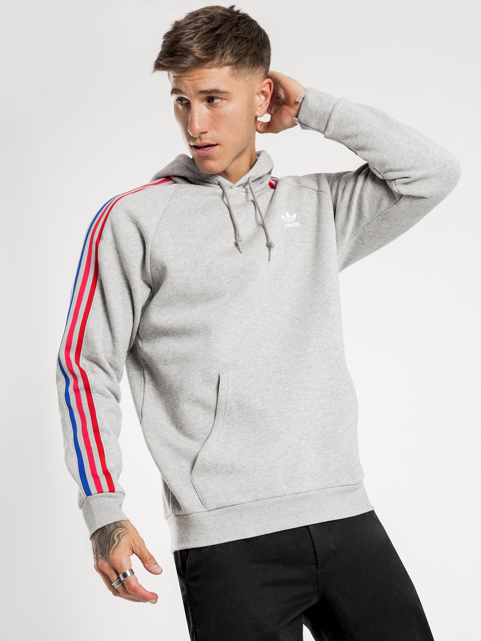 Adicolour 3D Trefoil 3 - Stripes Hoodie in Grey