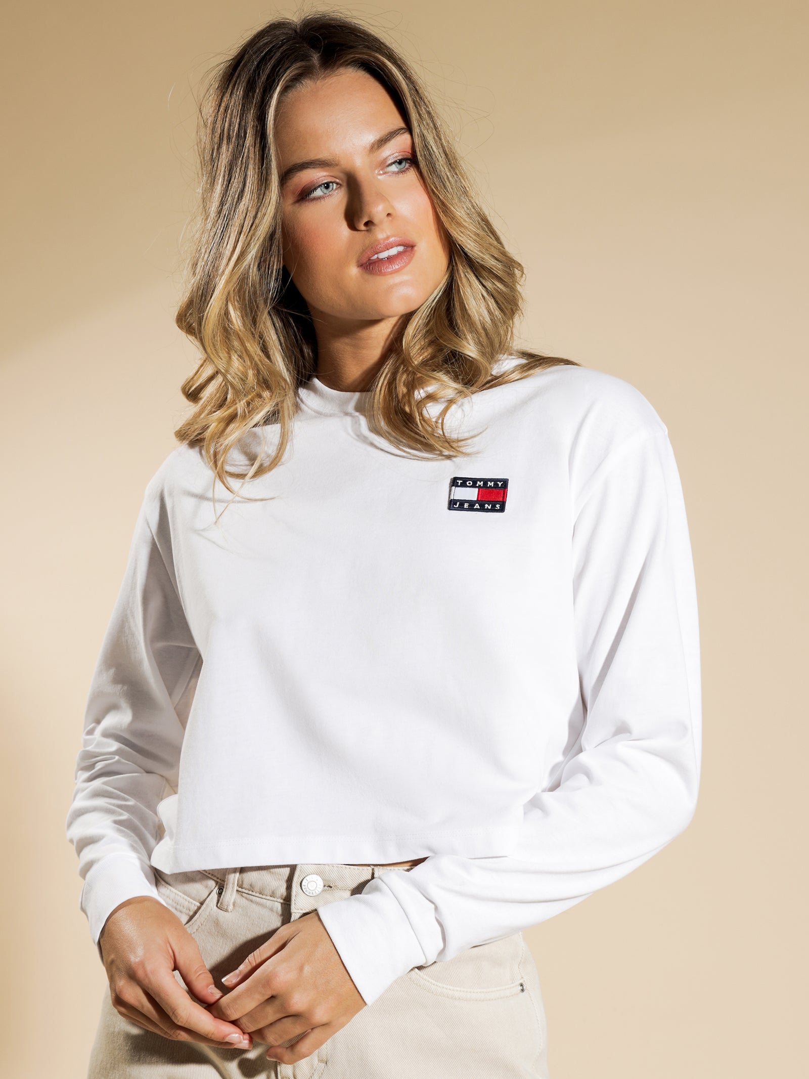 Badge Long Sleeve T-Shirt in White