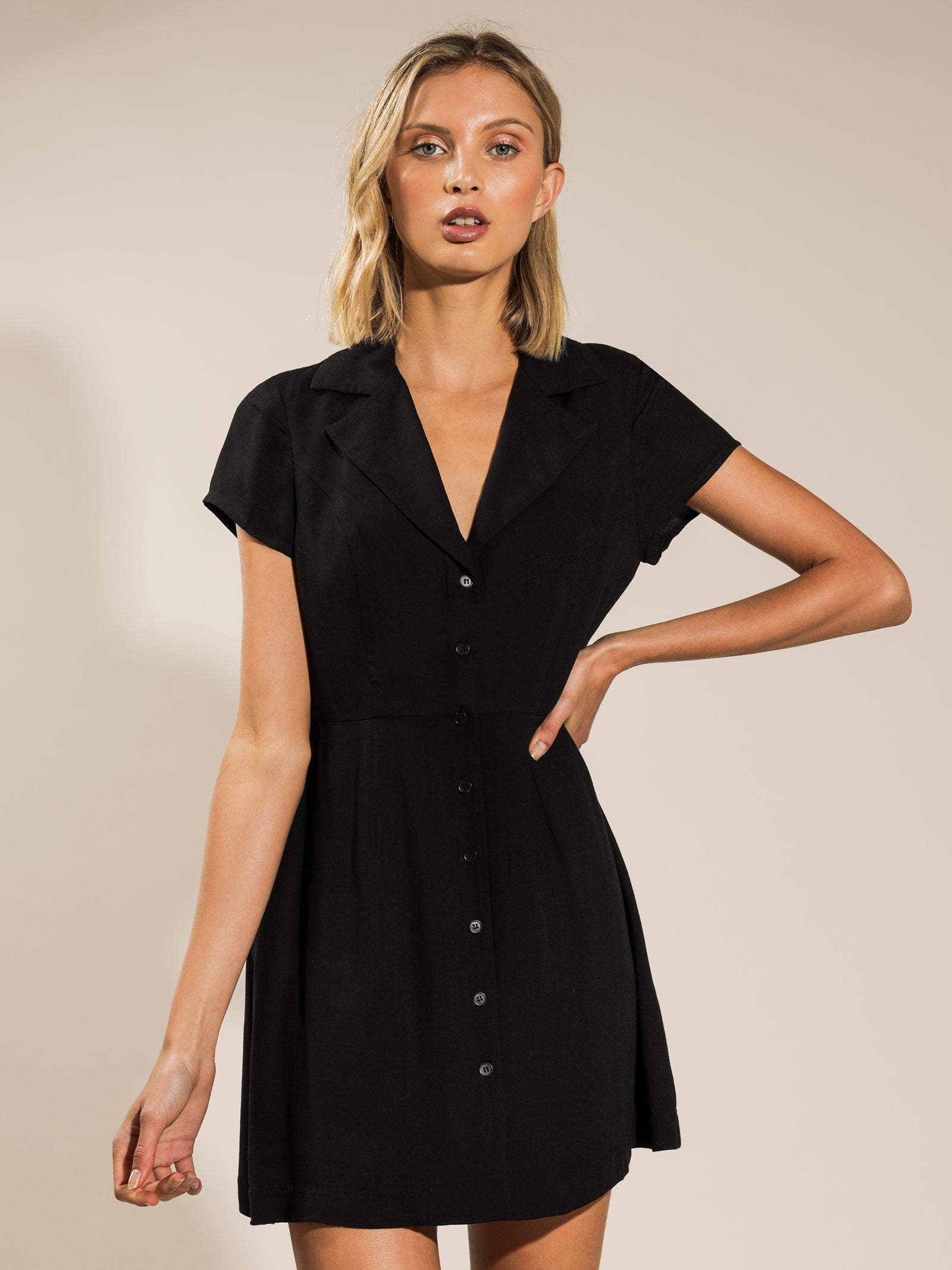 Amala Shirt Dress in Black