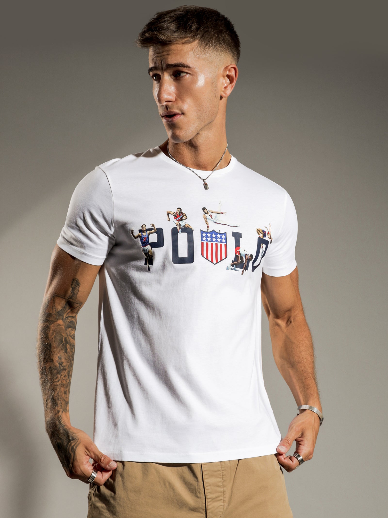 Athletic Print Logo T-Shirt in White