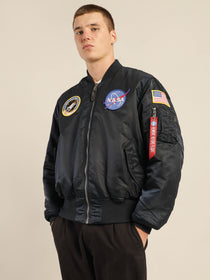 NASA MA-1 Reversible Bomber Jacket in Replica Blue - Glue Store