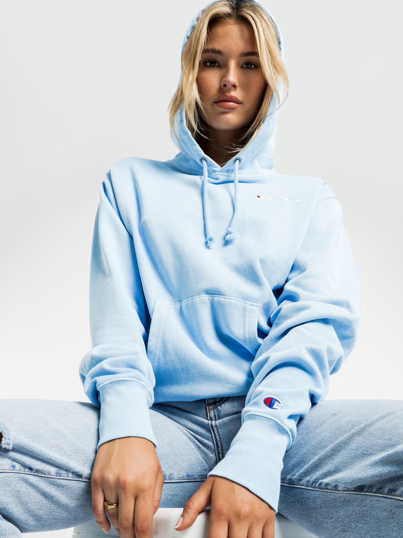 champion candid blue hoodie