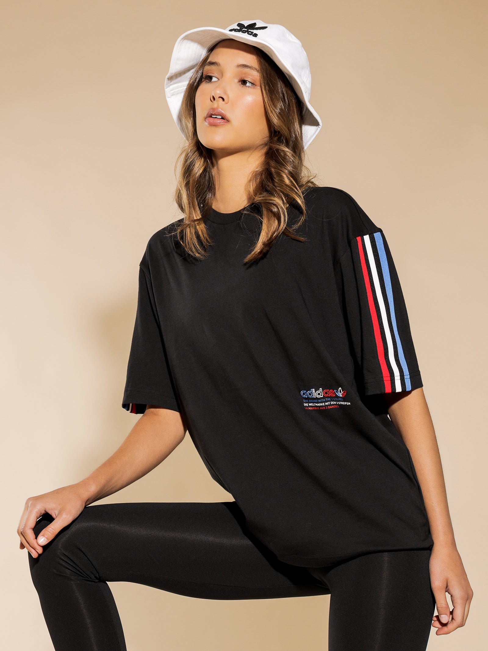 Adicolor Tricolor Oversized T-Shirt in Black