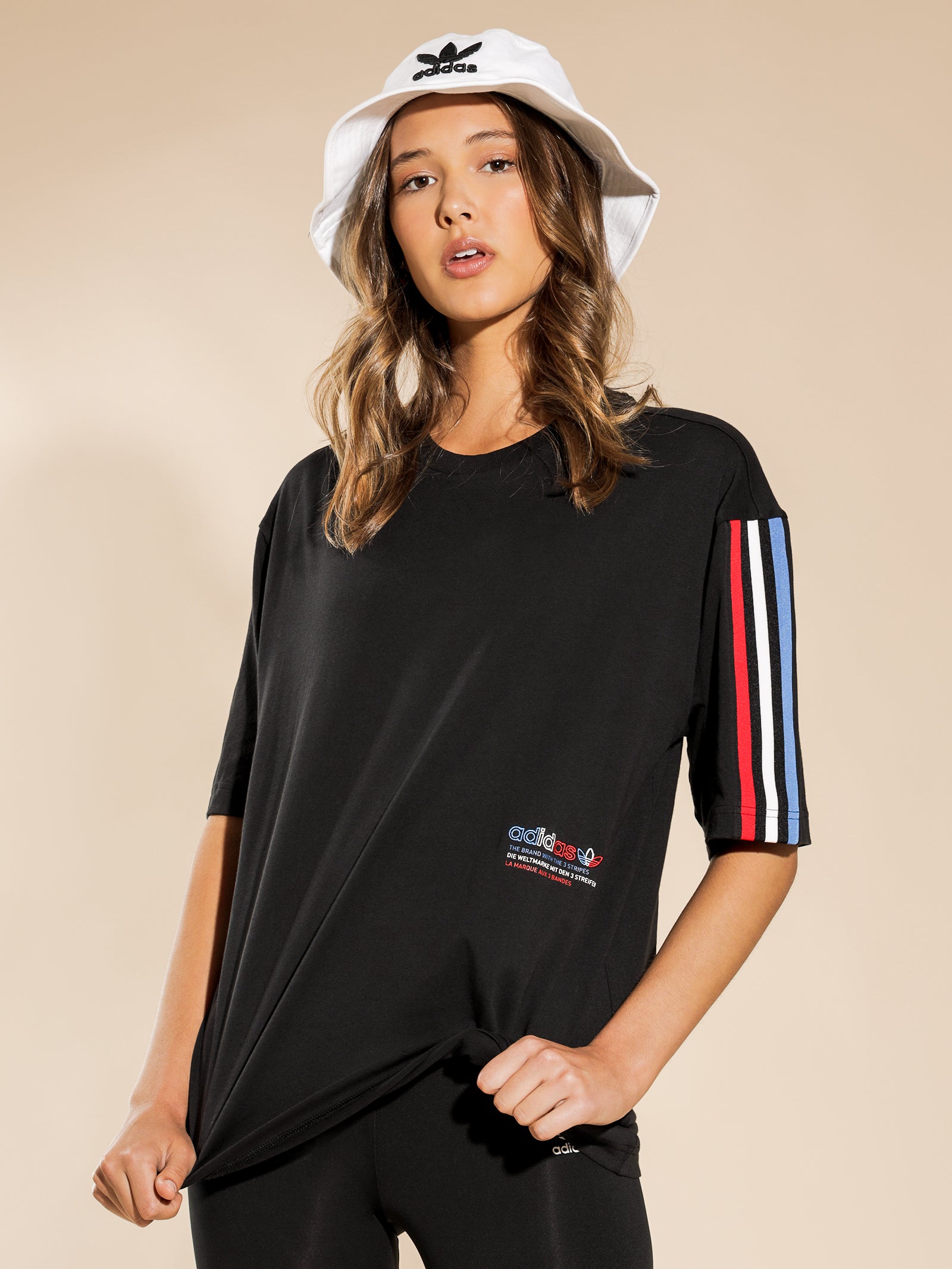 Adicolor Tricolor Oversized T-Shirt in Black