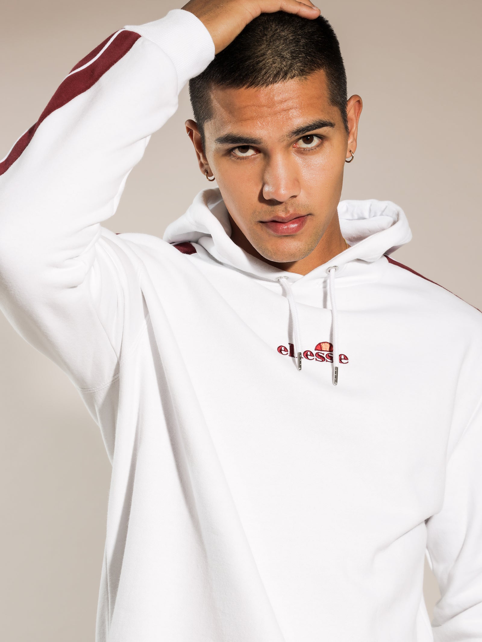 Baraltio Hoodie in White & Burgundy