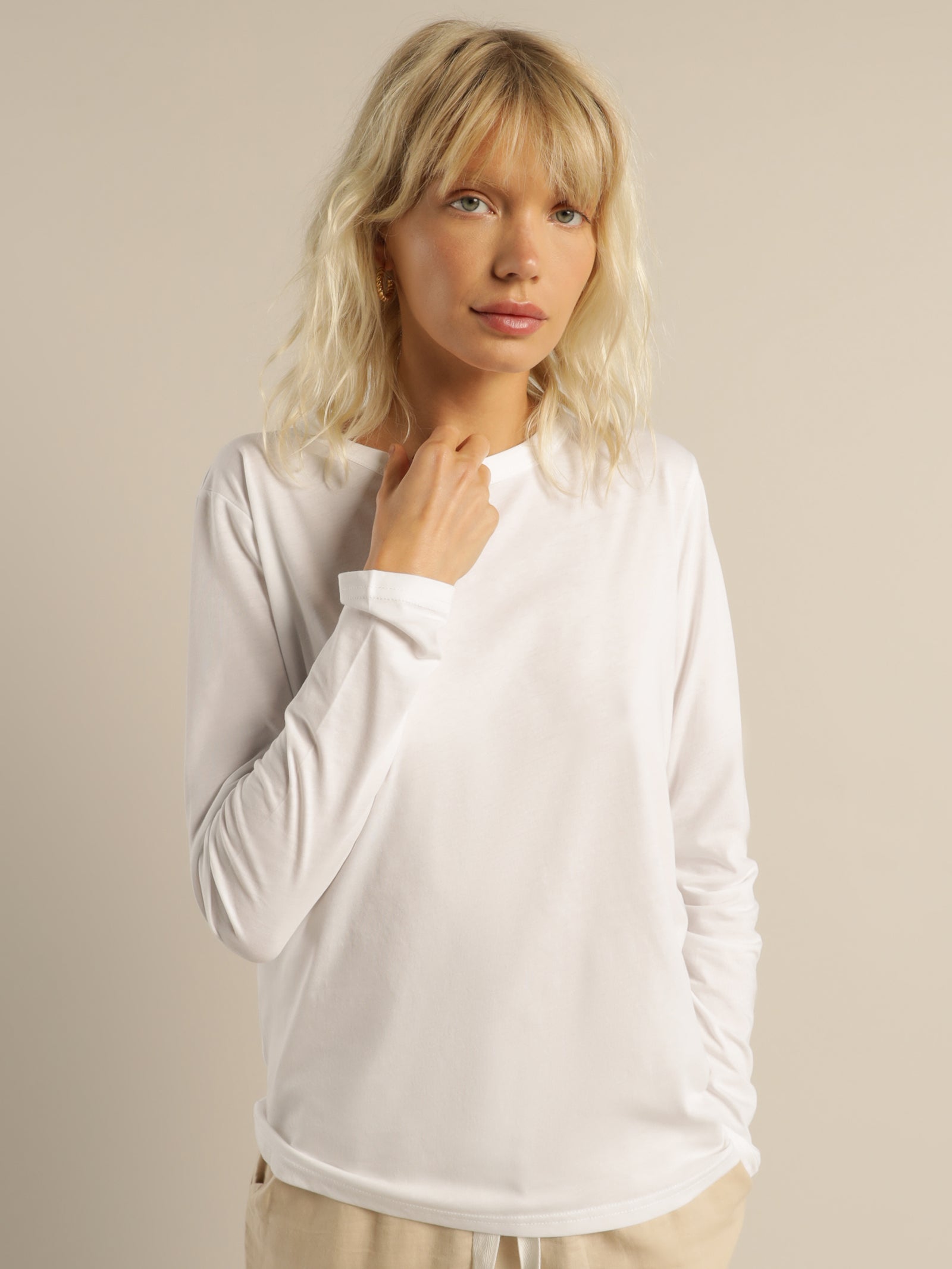 Ava Long Sleeve Top in White