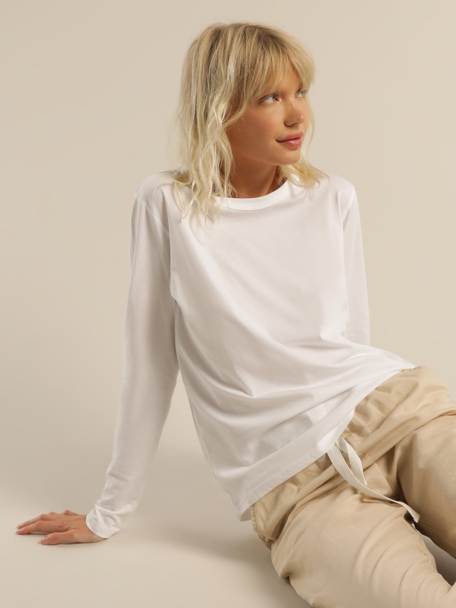 Ava Long Sleeve Top in White