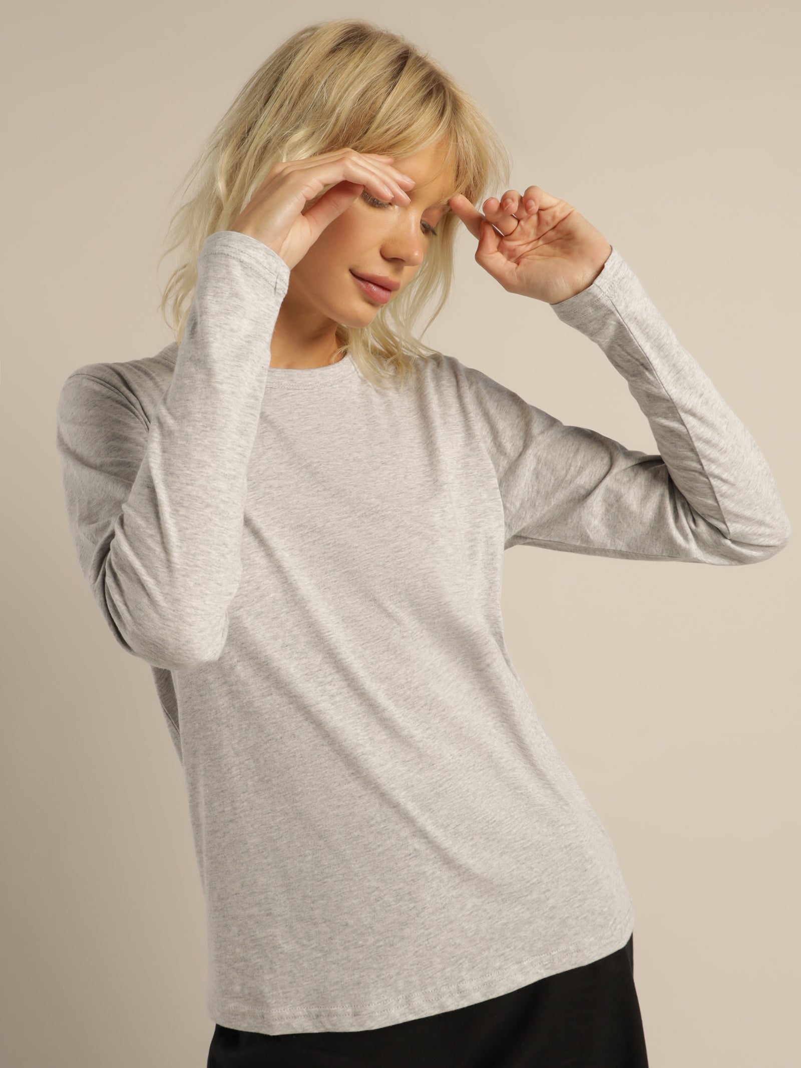 Ava Long Sleeve Top in Grey