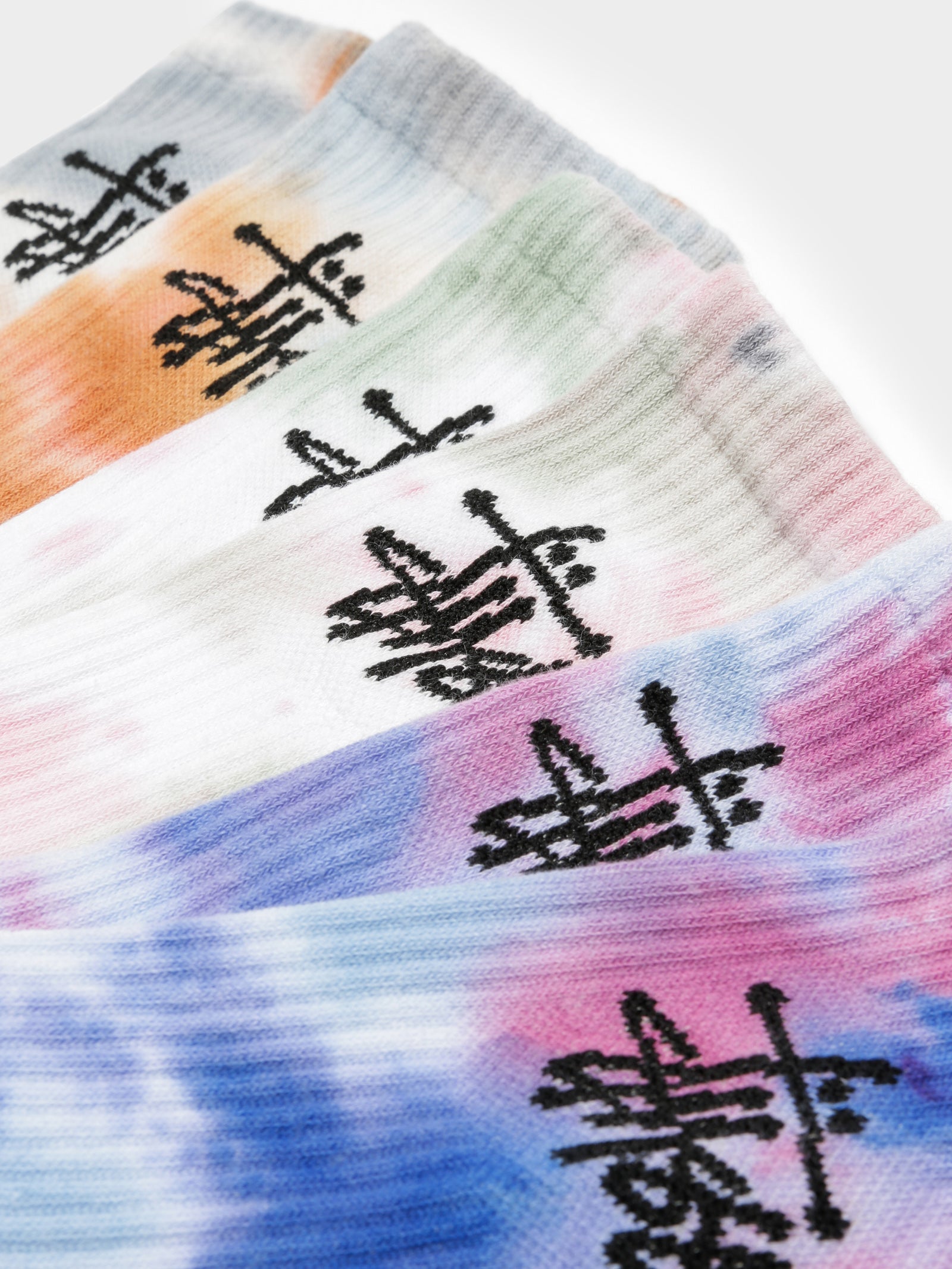 3 Pairs of Graffiti Crew Socks in Orange & Purple Tie Dye