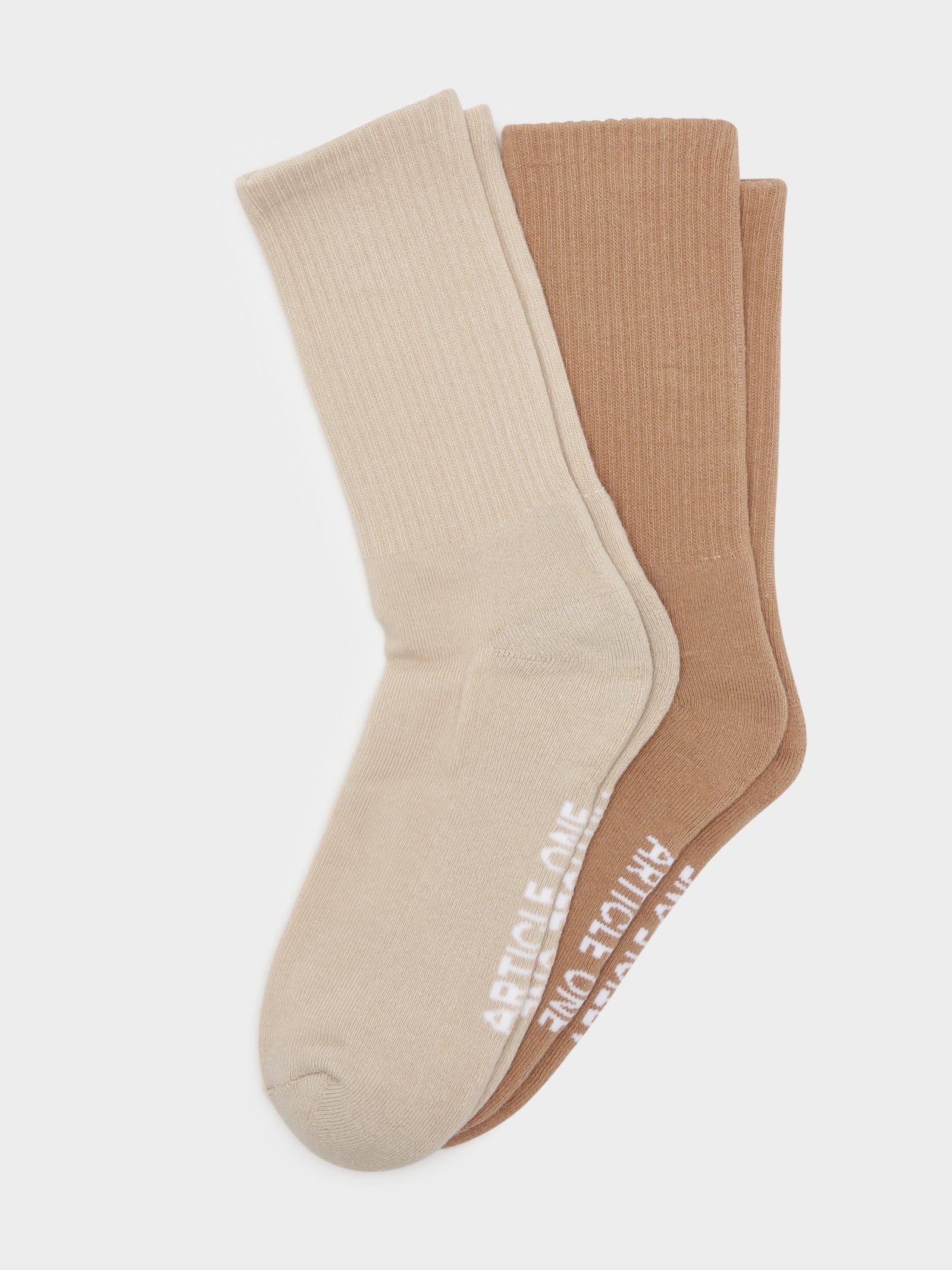 2 Pairs of Classic Logo Socks in Beige & Terra Brown