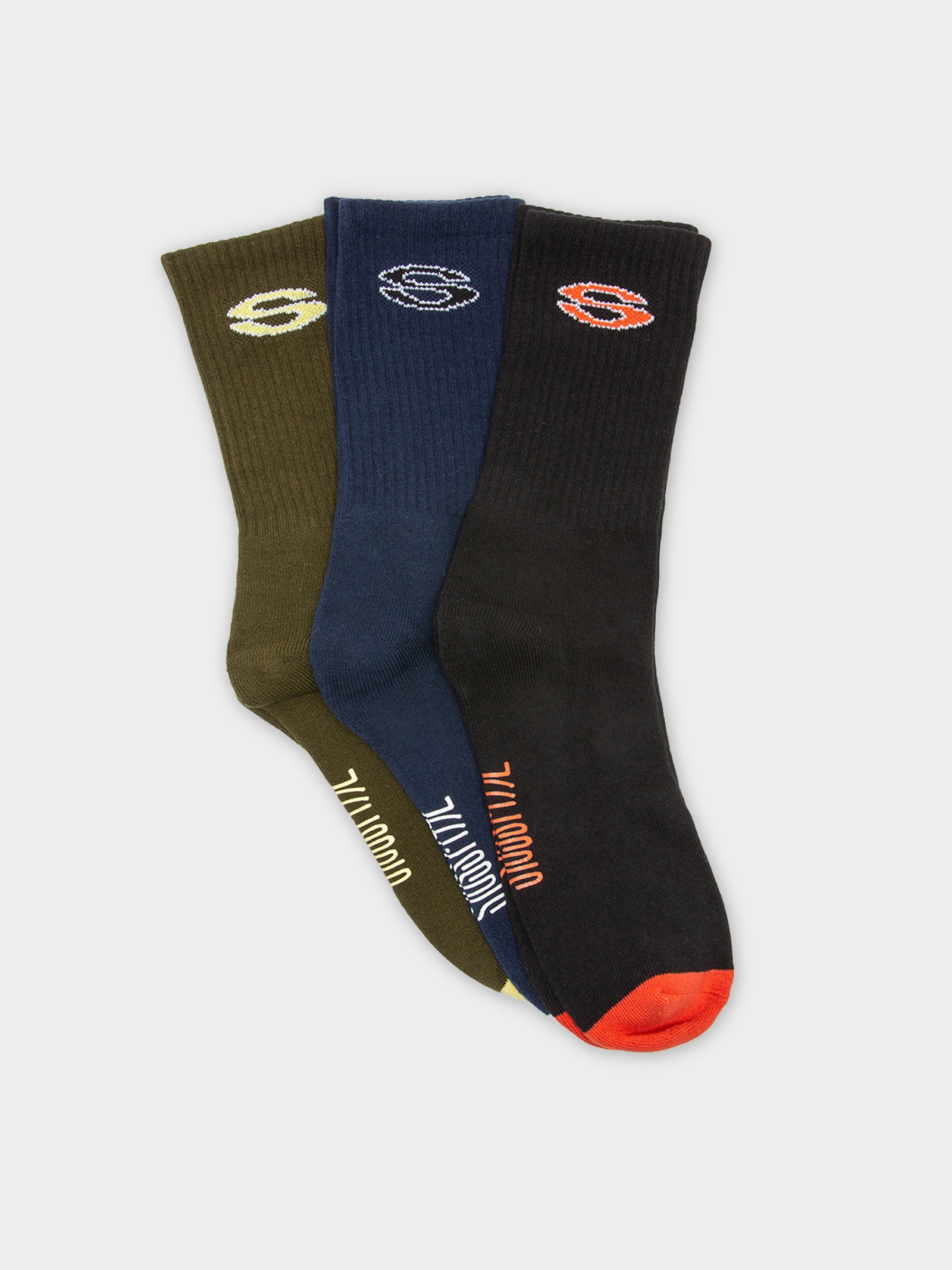 3 Pairs of Mens 1992 Team Crew Socks in Multi