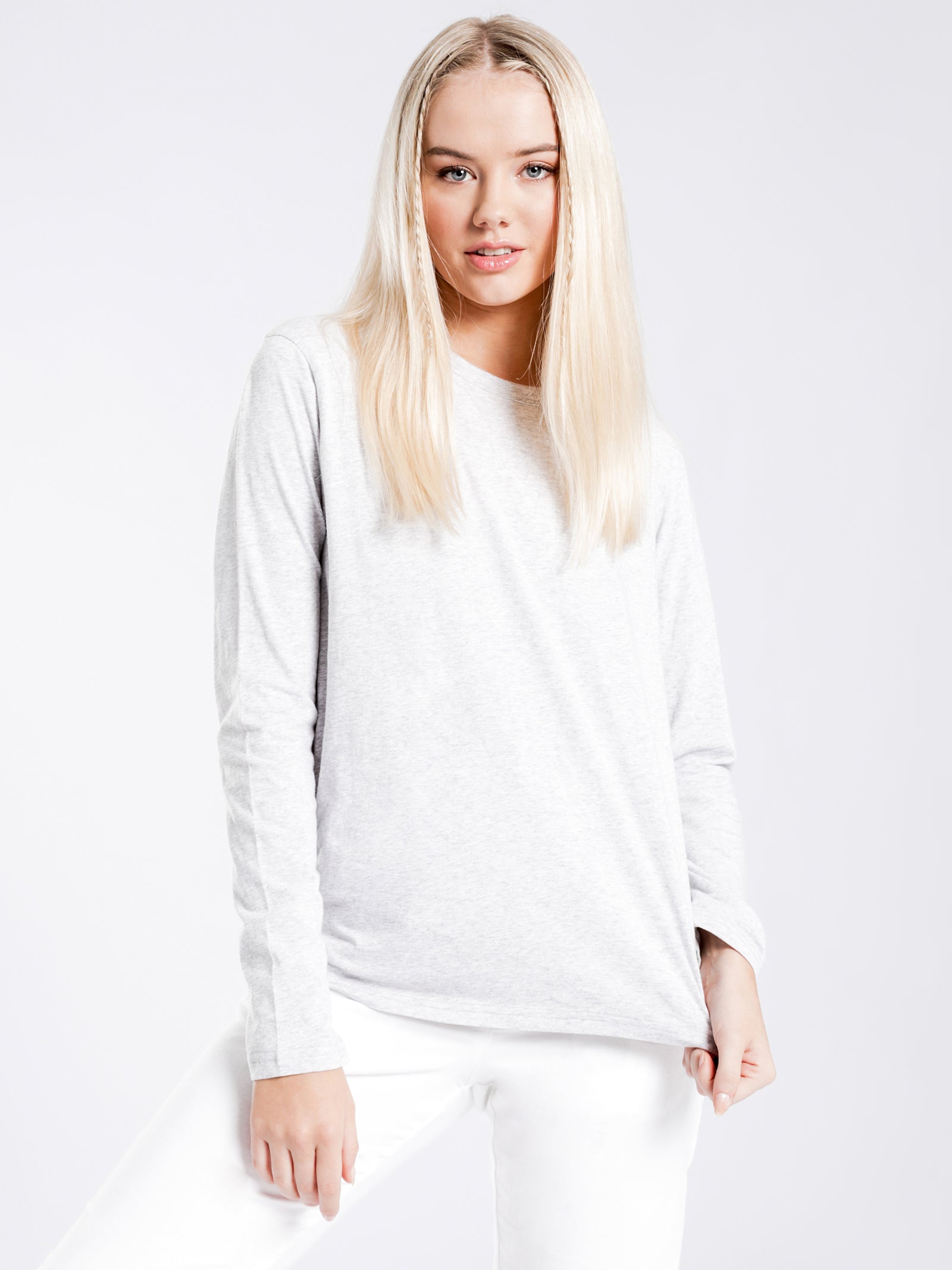 Ava Long Sleeve Top in Grey Marle