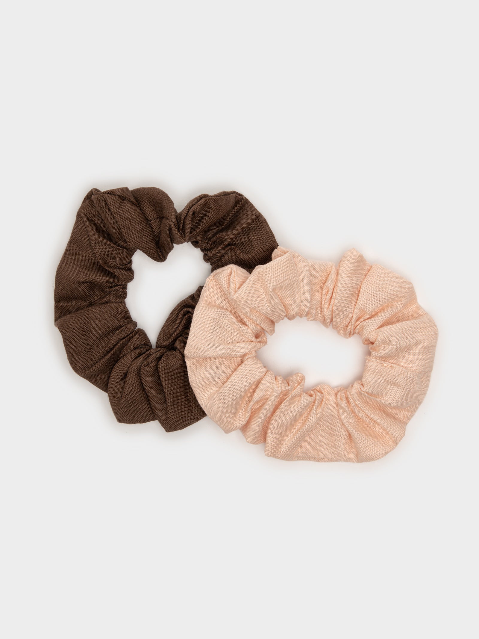 2 Scrunchies in Brown & Pink