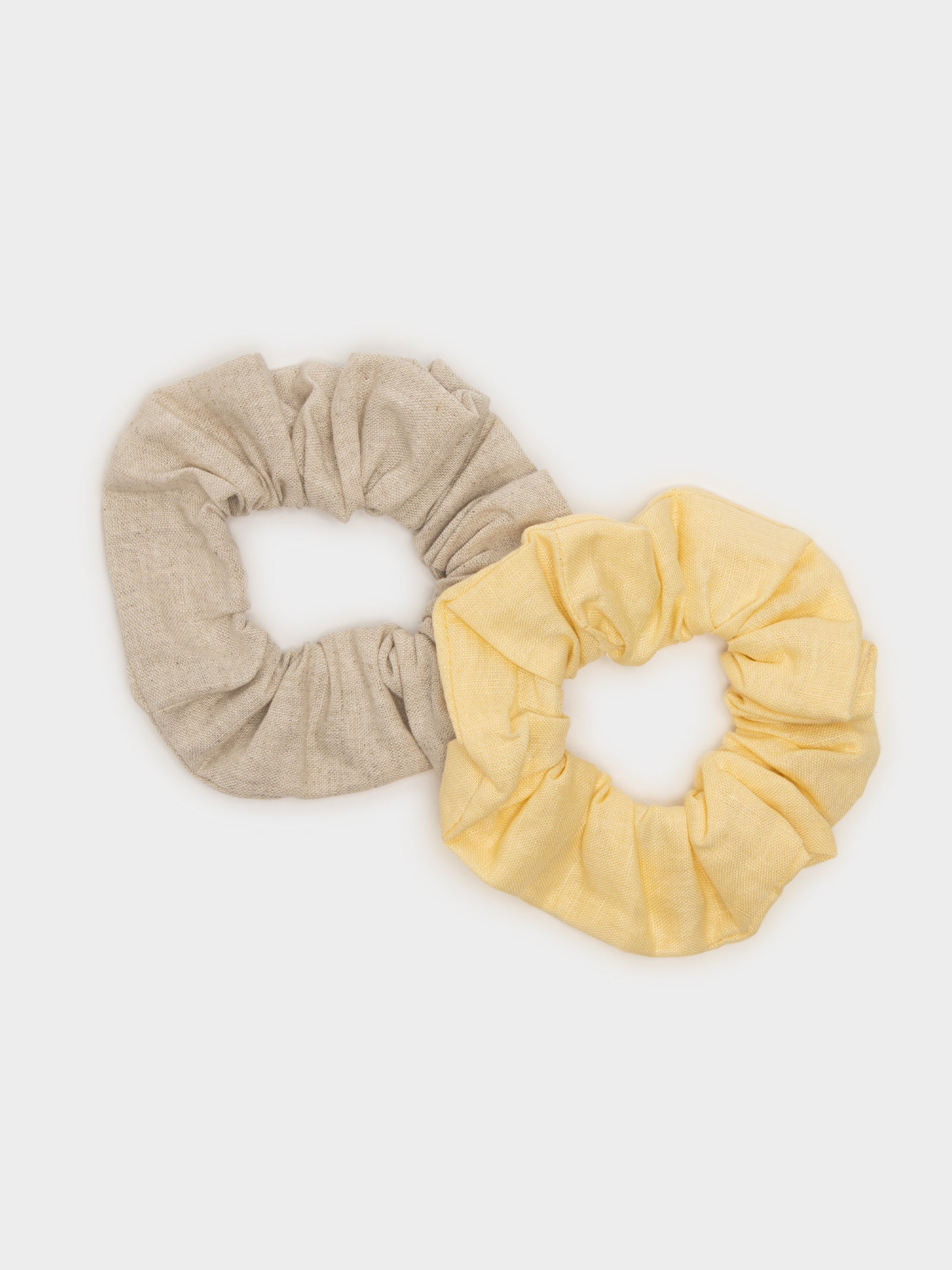 2 Scrunchies in Yellow & Natural