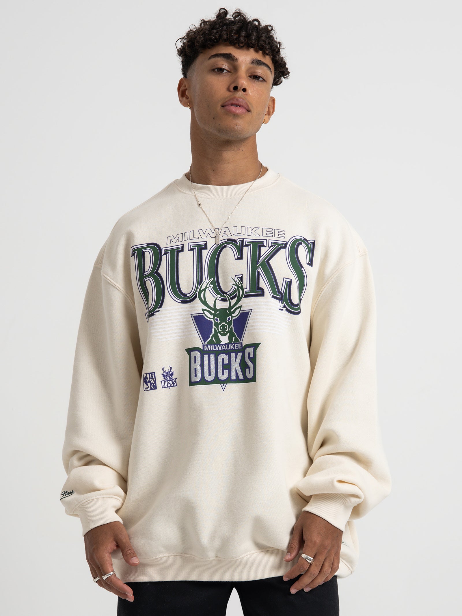 Milwaukee Bucks Black Mesh Crew Neck T-Shirt By Mitchell & Ness - Mens