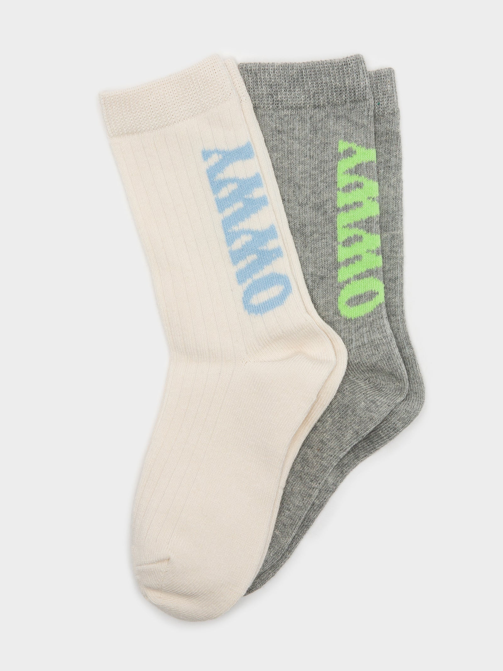 2 Pairs of Socks in White & Grey