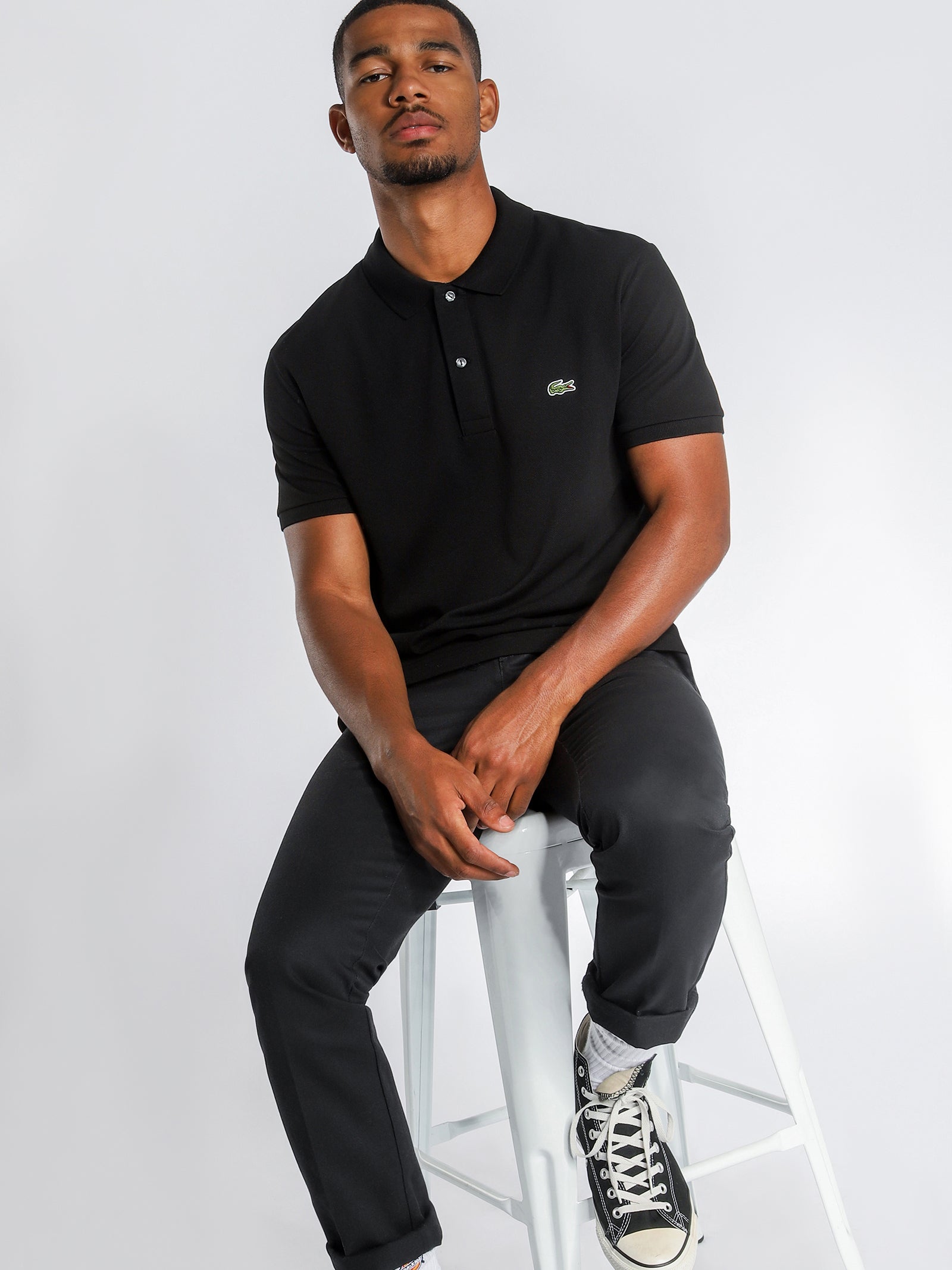 lacoste black polo t shirt